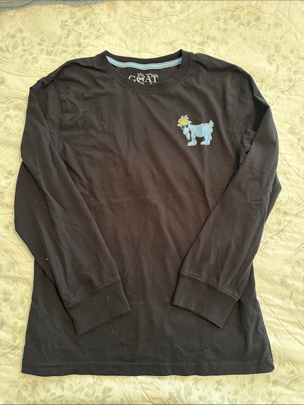 The Goat Black Long-Sleeve Tee with Blue Logo for Kids